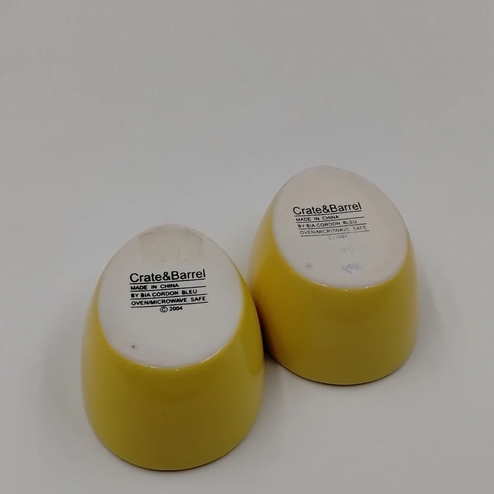 Crate & Barrel Egg Cups Easter Yellow Ceramic Small Cups
